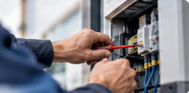Technik při práci v rozvaděči